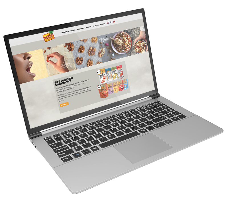 Exotic Snacks webbplats på laptop